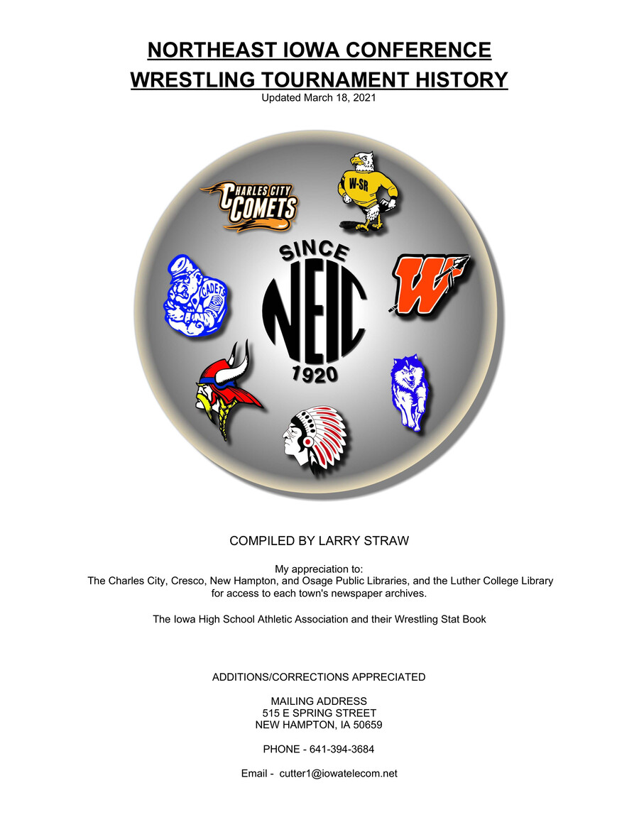 Northeast Iowa Conference Wrestling Tournament History by Jackie