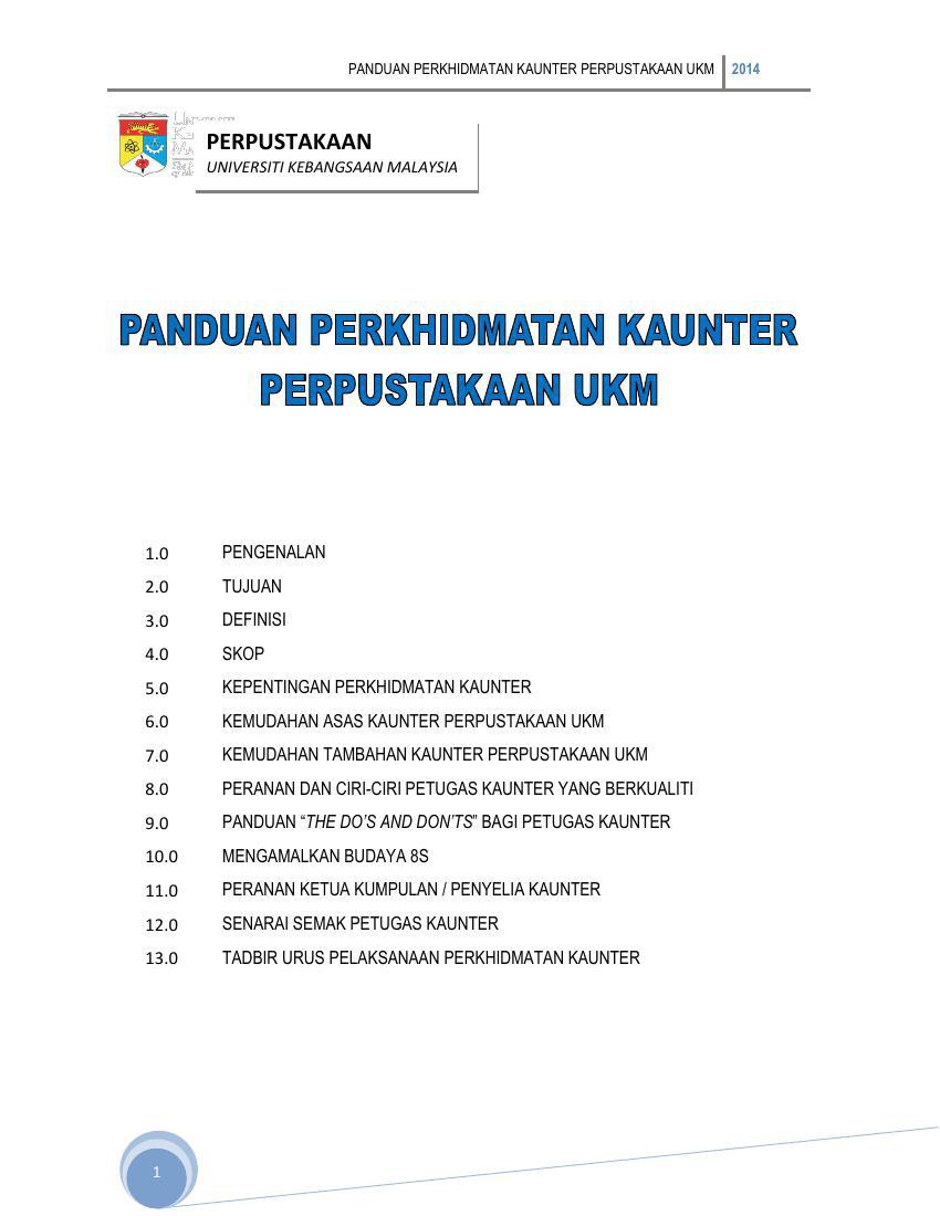 Panduan Perkhidmatan Kaunter Perpustakaan UKM by Ita Kamis Flipsnack