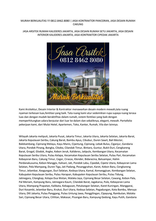 MURAH BERKUALITAS !!! 0812.8462.8080 | JASA KONTRAKTOR