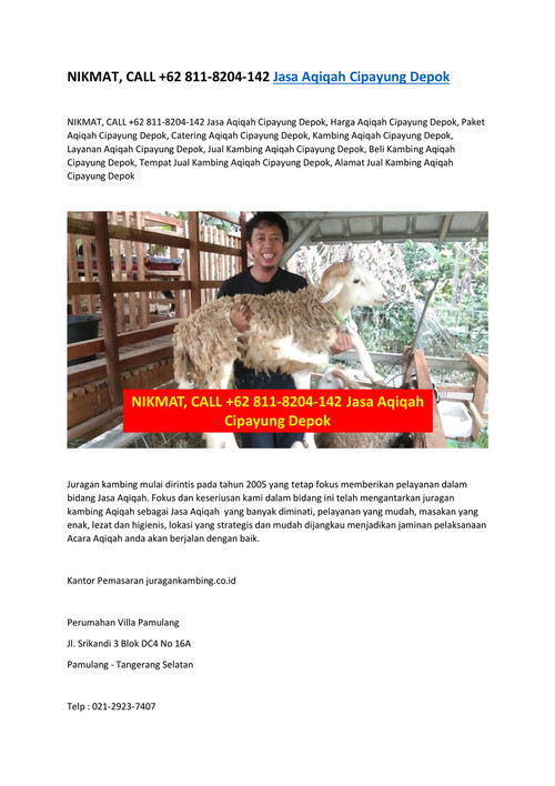 NIKMAT, CALL +62 811-8204-142 Jasa Aqiqah Cipayung Depok