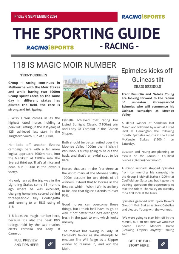 The Sporting Guide - Racing & Sports - 6 September 2024 by Racing and ...