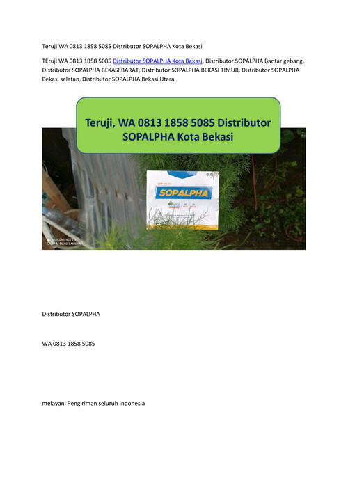 Teruji WA 0813 1858 5085 Distributor SOPALPHA Kota Bekasi