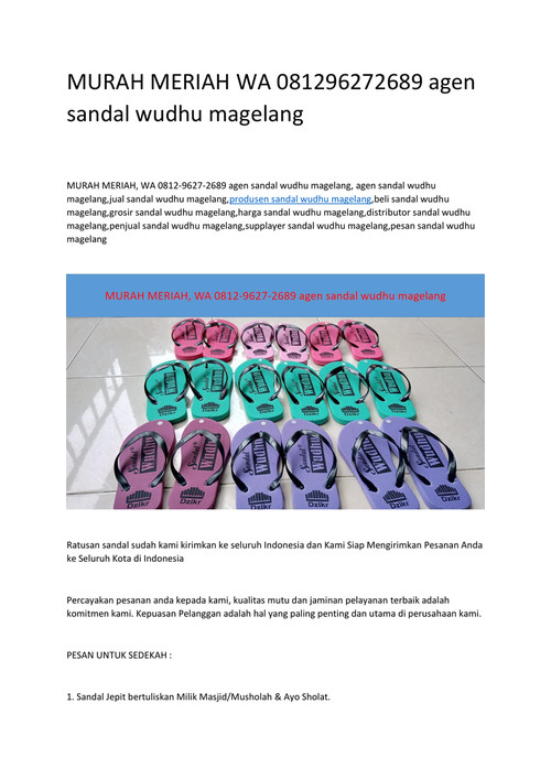MURAH MERIAH WA 081296272689 agen sandal wudhu magelang