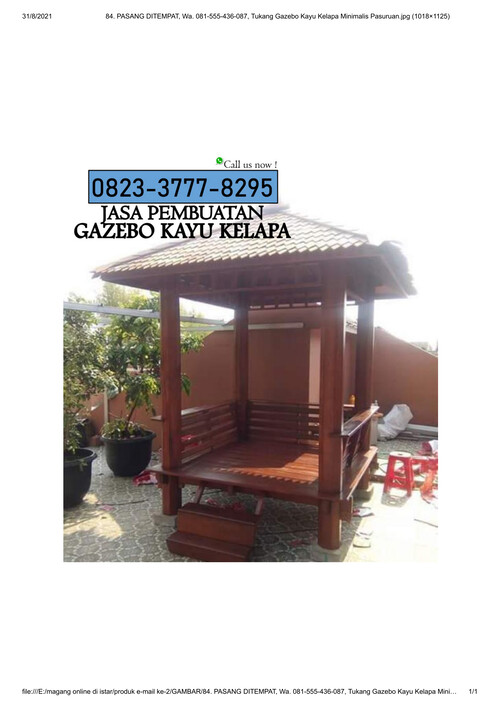 PASANG DITEMPAT, Wa. 081-555-436-087, Tukang Gazebo Kayu