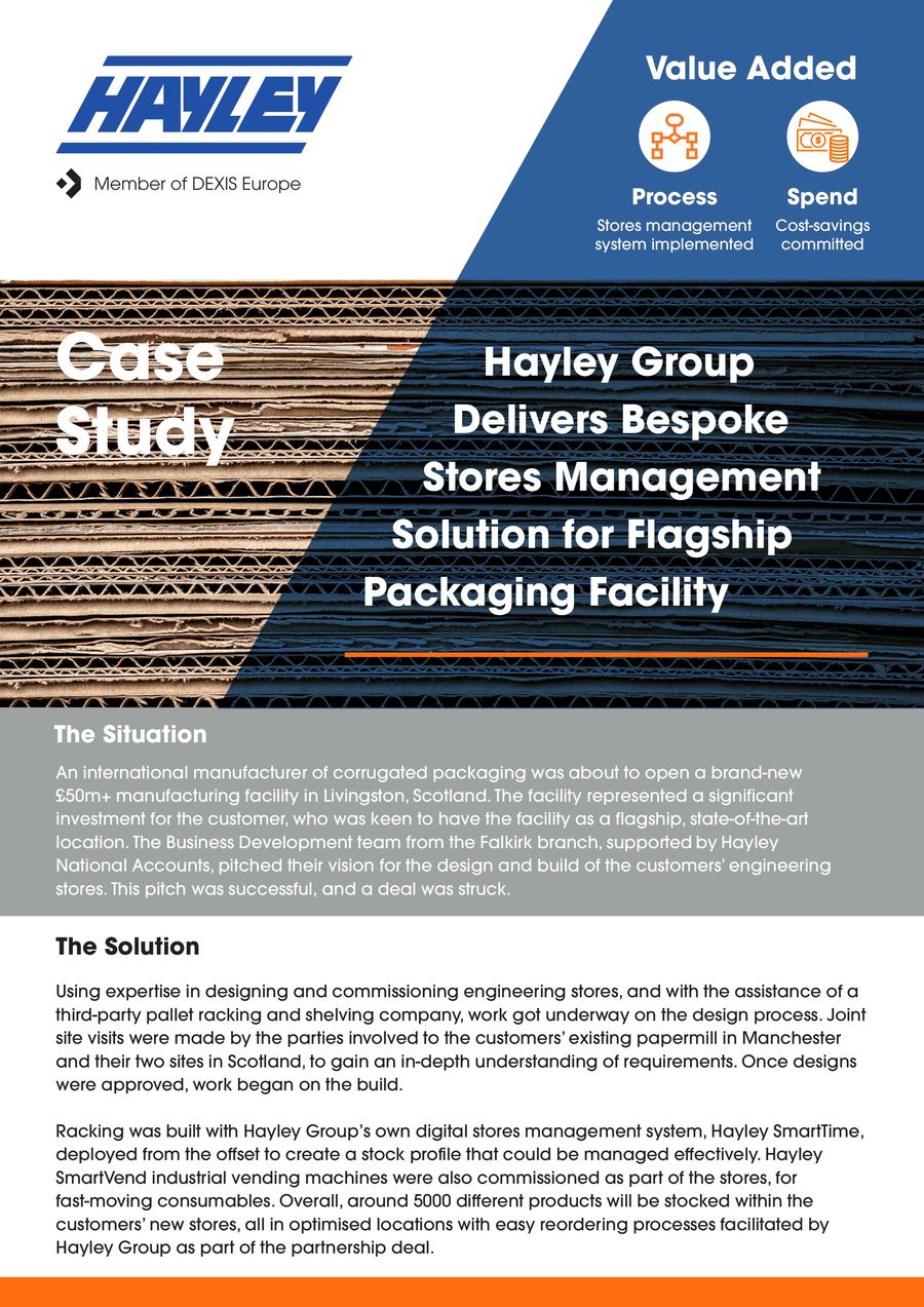 Hayley Delivers Stores Management for Packaging Facility by HAYLEY ...