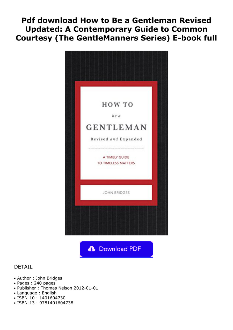 Pdf download How to Be a Gentleman Revised Updated: A Cont by cosmothe ...