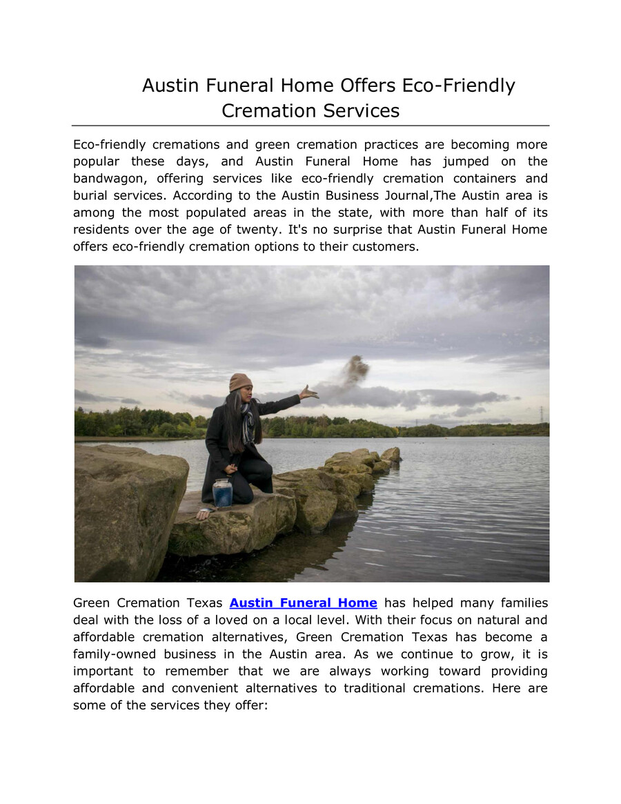 Austin Funeral Home Offers EcoFriendly Cremation Services by Green