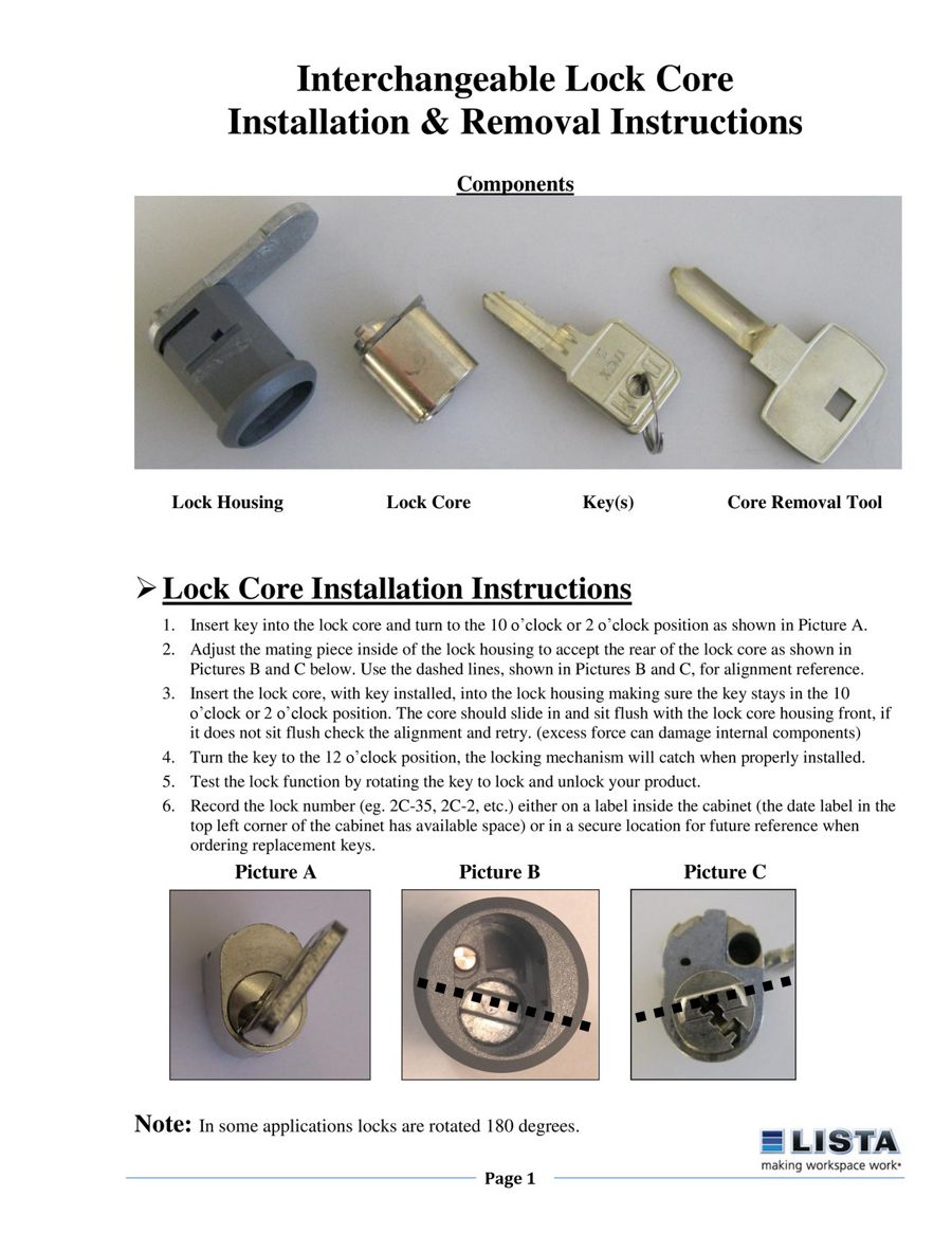 Interchangeable Core Lock Replacement LISTA by Vidmar® LISTA® Flipsnack