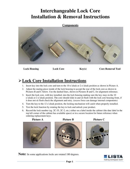Interchangeable Core Lock Replacement LISTA by Vidmar® LISTA® Flipsnack
