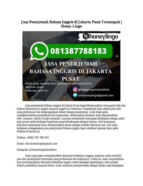 Jasa Penerjemah Bahasa Inggris di Jakarta Pusat Tersumpah