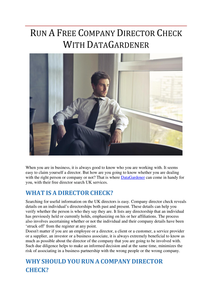 Available Free Company Director Check by Data Gardener - Flipsnack