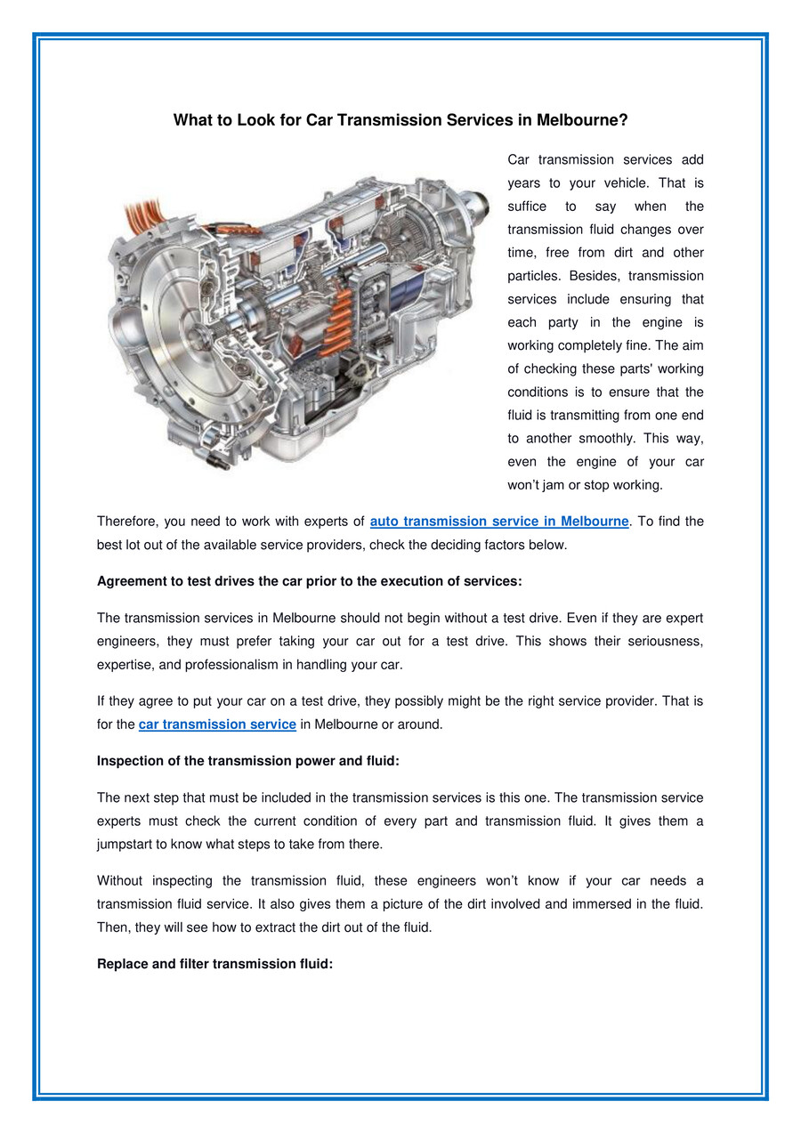 What to Look for Car Transmission Services in Melbourne by Just Trans