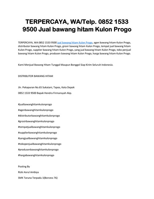 TERPERCAYA, WA 0852 1533 9500 Jual bawang hitam Kulon