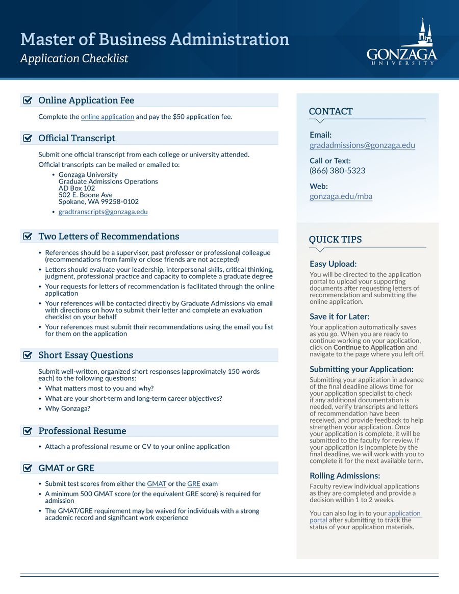 MBA Application Checklist by... - Flipsnack