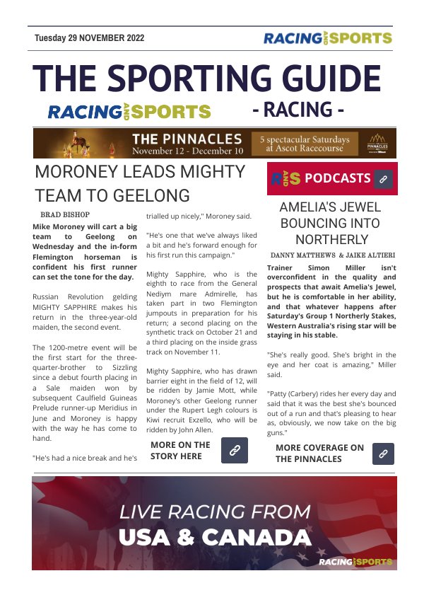 The Sporting Guide - Racing & Sports - 29 November 2022 by Racing and ...