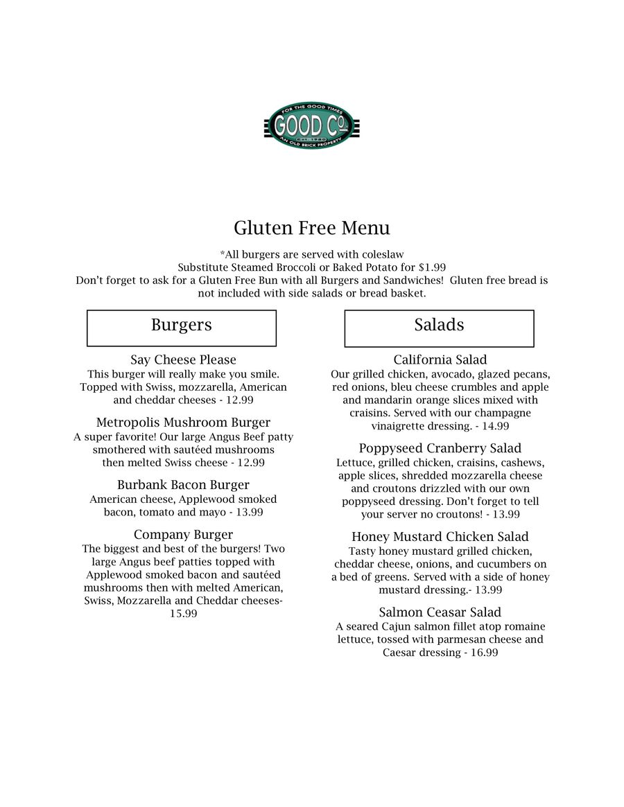 Good Co Gluten Free Menu 2023 by Dana Reader Flipsnack