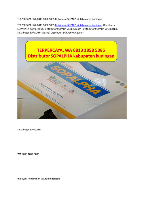 TERPERCAYA  WA 0813 1858 5085 Distributor SOPALPHA Kabupaten
