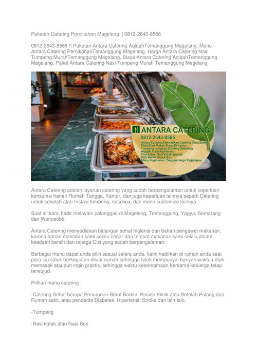 Paketan Catering Pernikahan Magelang || 0812-2643-8566