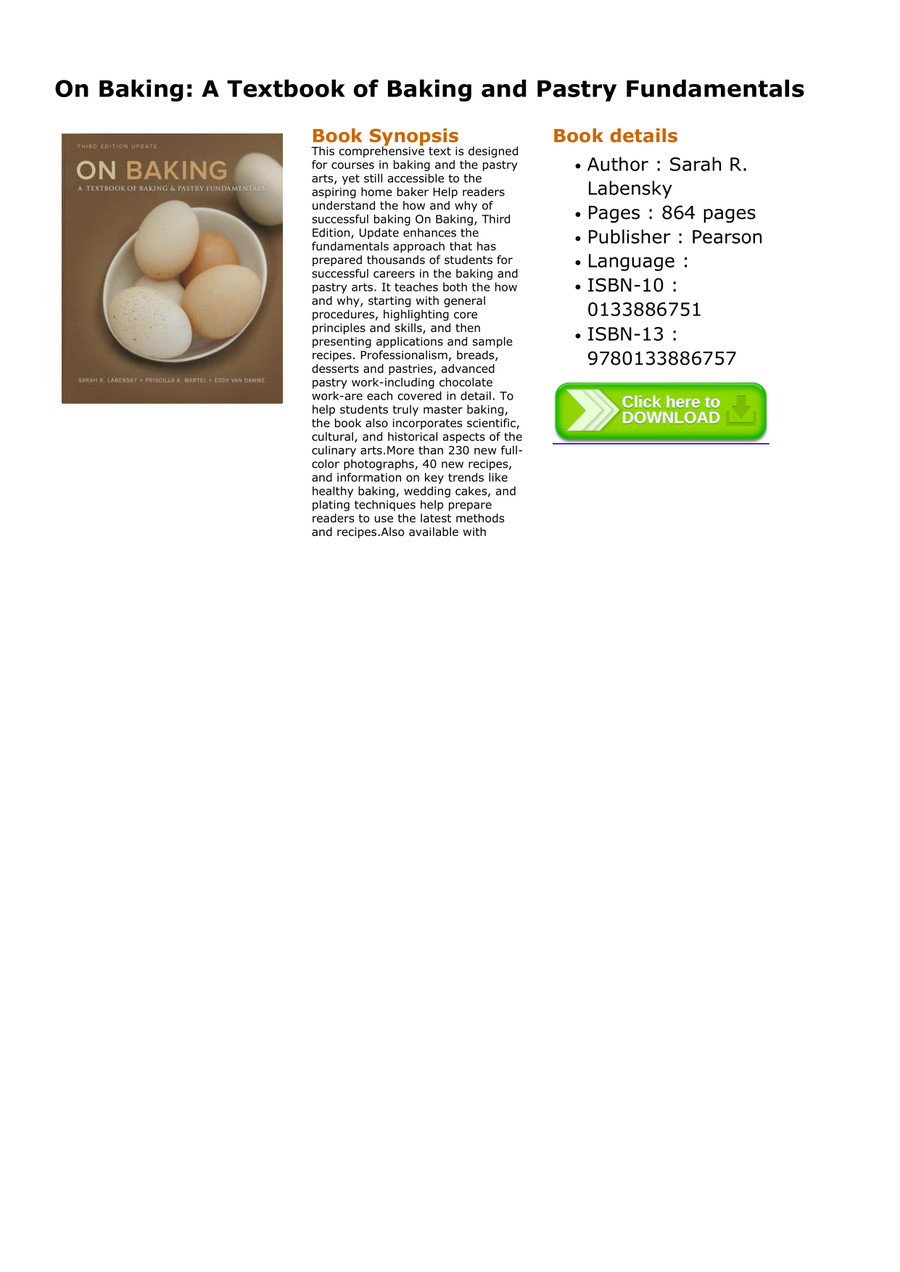 *Download_pdf* On Baking A Textbook of Baking and Pastry Fundam by