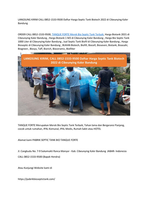 LANGSUNG KIRIM CALL 0852-1533-9500 Daftar Harga Septic Tank 