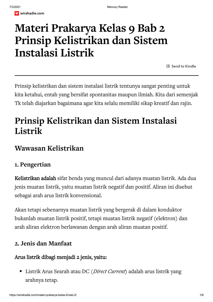 Prakarya Kelas 9 Bab 2 Prinsip Kelistrikan dan Sistem by