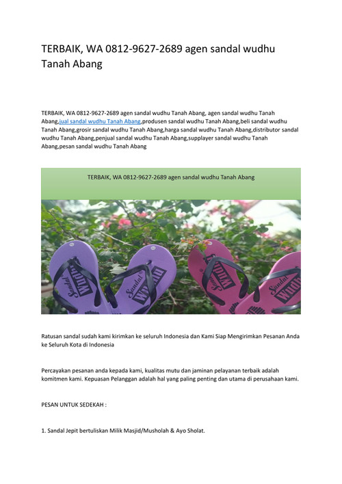 TERBAIK, WA 0812-9627-2689 agen sandal wudhu Tanah Abang
