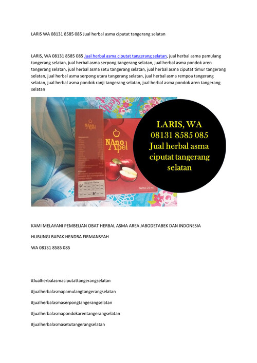 LARIS WA 08131 8585 085 Jual herbal asma ciputat tangerang s