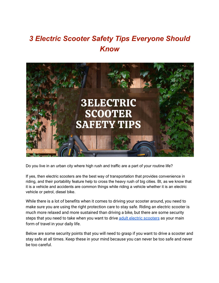 3 Electric Scooter Safety Tips Everyone Should Know by Elena Evans