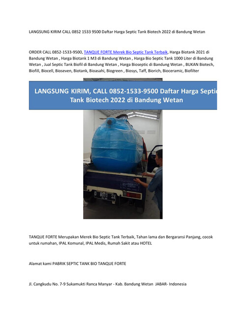 LANGSUNG KIRIM CALL 0852 1533 9500 Daftar Harga Septic Tank 