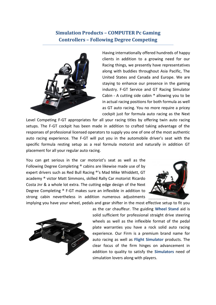 Simulation Products Next Level Racing by Nextlevel Racing - Flipsnack