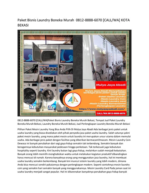Paket Bisnis Laundry Boneka Murah  0812-8888-6070 [CALL/WA] KOTA
