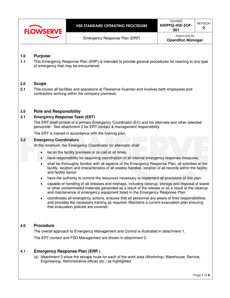 KNTPPQHSESOP001 Emergency Response Plan (ERP) by ainin syadza