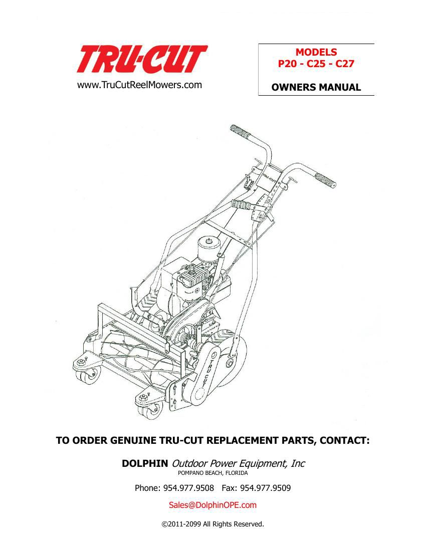 Snapper TRU-CUT C-30 Commercial Reel Walk Behind Lawn Mower Owner & Parts  Manual