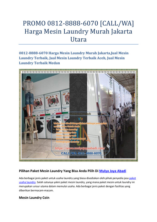 PROMO 0812-8888-6070 [CALL/WA] Harga Mesin Laundry Murah Jakarta