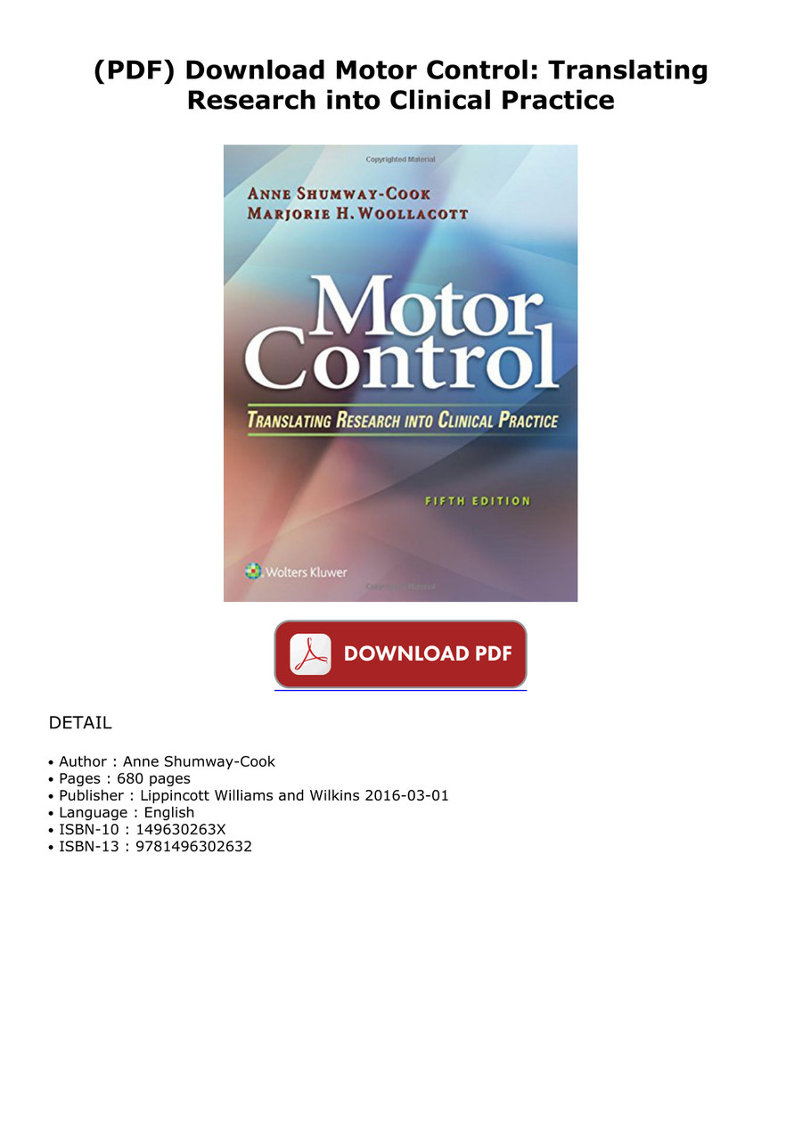 (PDF) Download Motor Control Translating Research into Clin by jyukusi