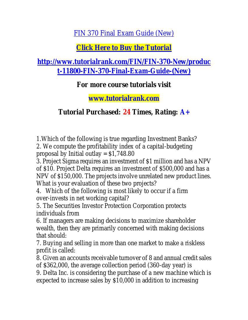 FIN 370 learning consultant / tutorialrank.com by FAACA776AED - Flipsnack