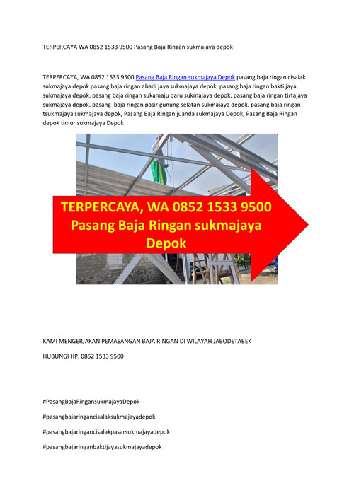 TERPERCAYA WA 0852 1533 9500 Pasang Baja Ringan sukmajaya de