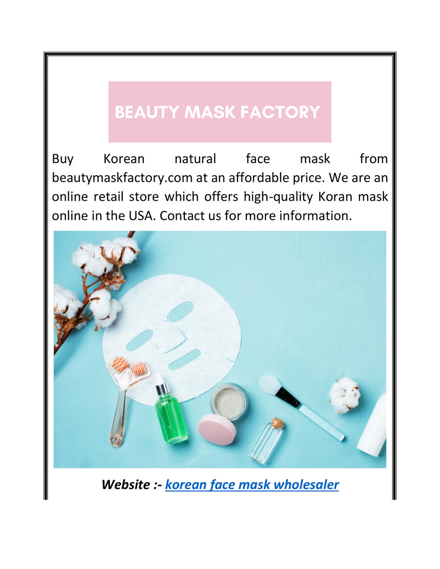 Buy Korean Face Mask Wholesaler by Beauty Mask