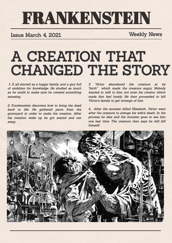Frankenstein Newspaper by Elizabeth Briseno Flipsnack