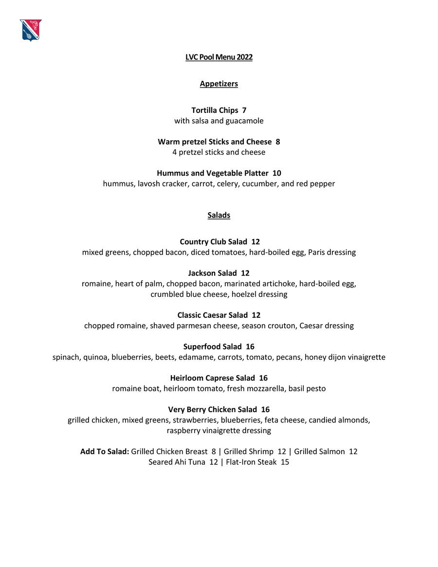 Pool Food Menu 2022 FINAL by Longue Vue Club