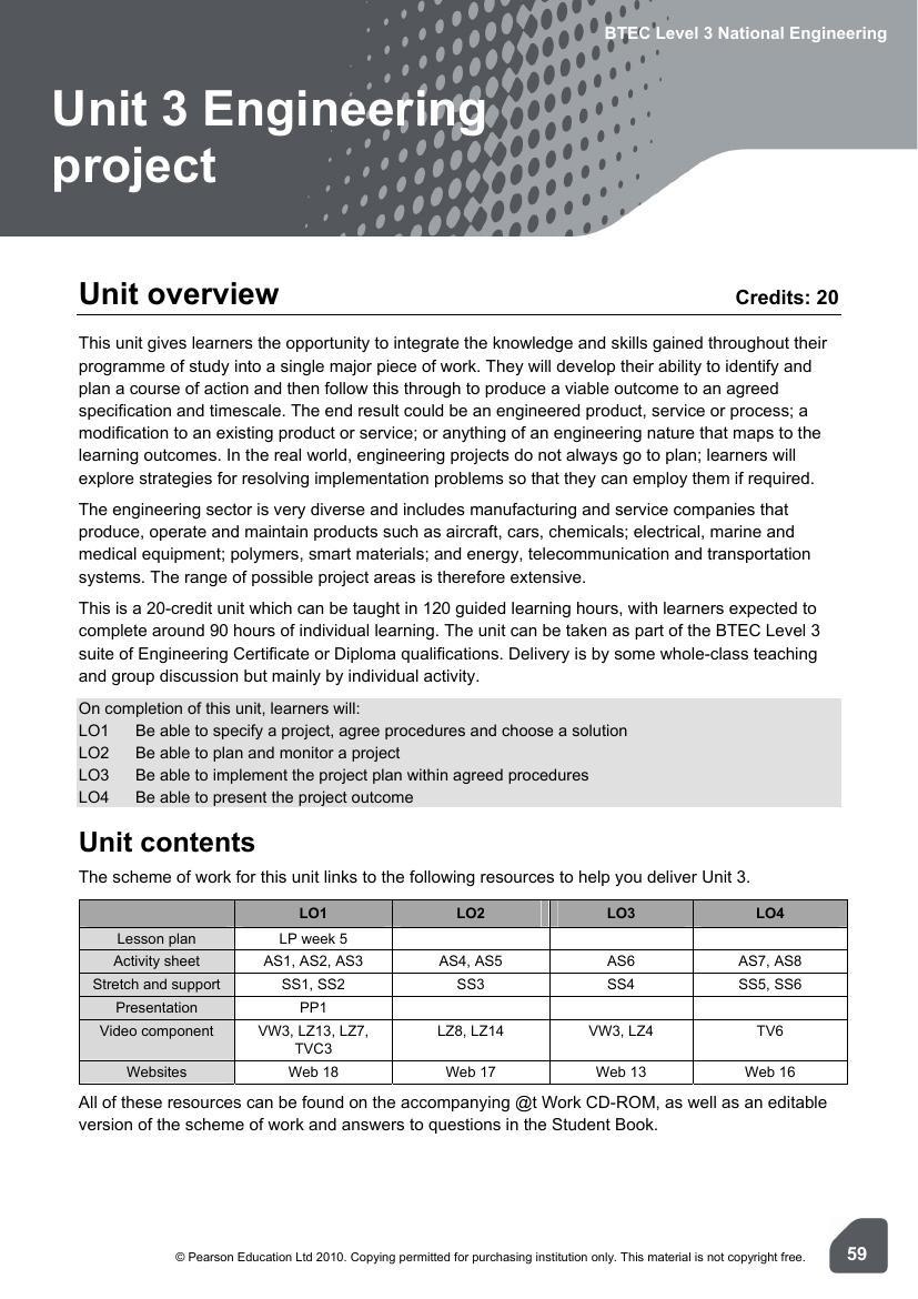BTEC Level 3 National Engineering Teaching Resource Pack Unit 3 by john