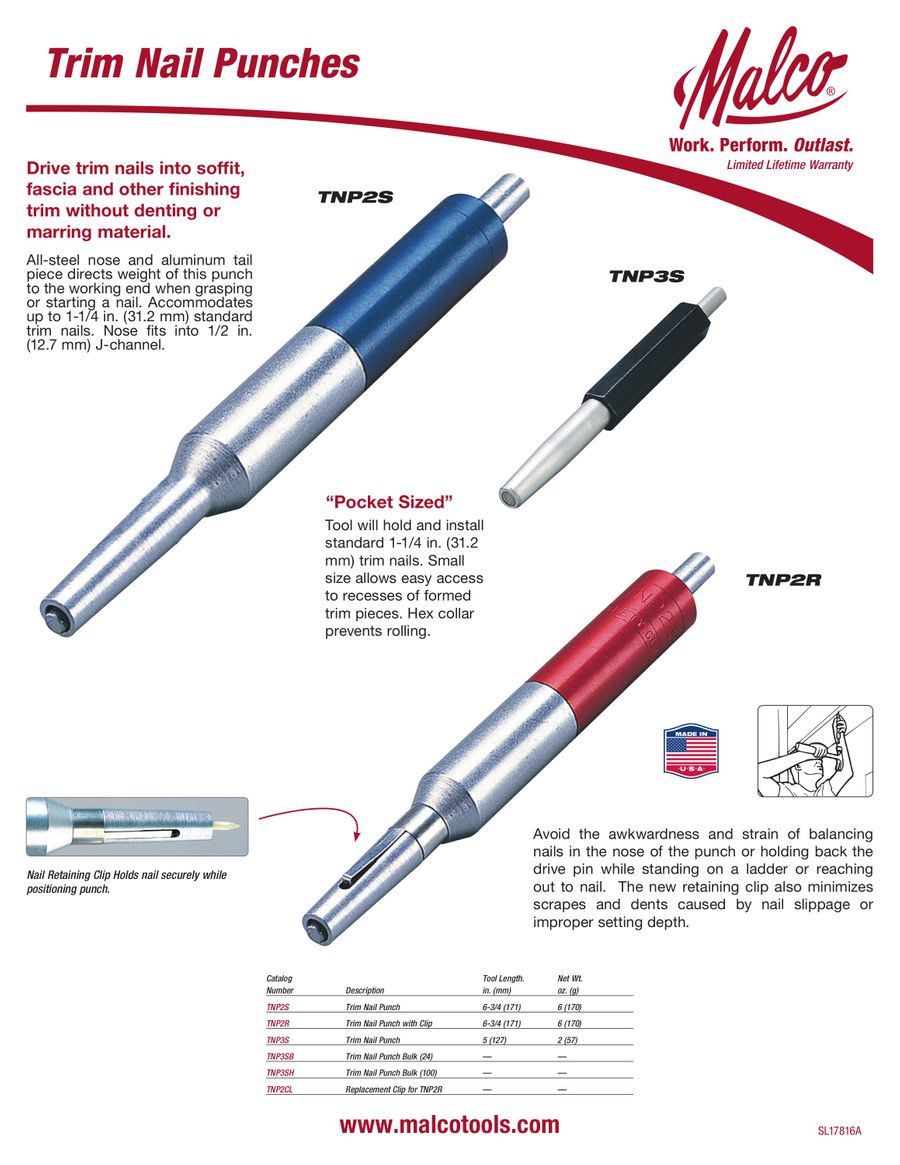 Trim Nail Punches - Malco Products