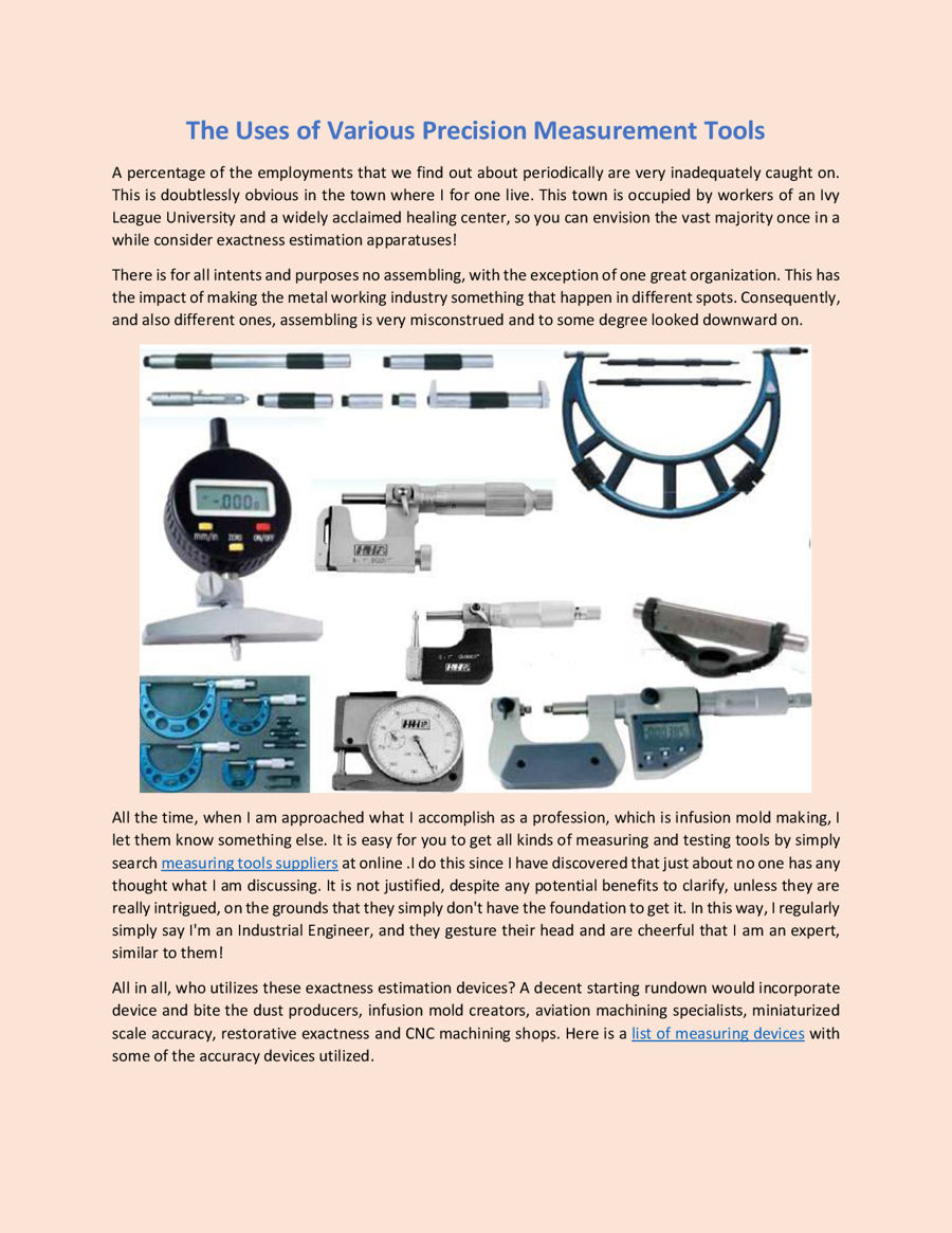 The Uses of Various Precision Measurement Tools by Bearing Tool Centre ...