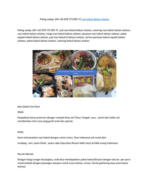 sedap ,WA +62 878 772 095 72 nasi kebuli bekasi selatan