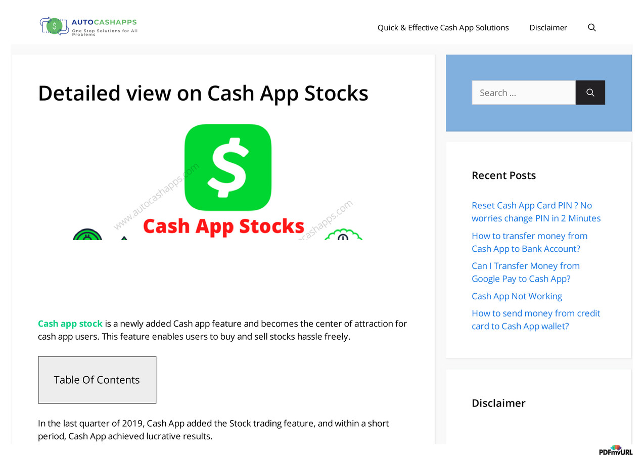 Detailed view on Cash App Stocks Explore Auto Cash Apps by roman