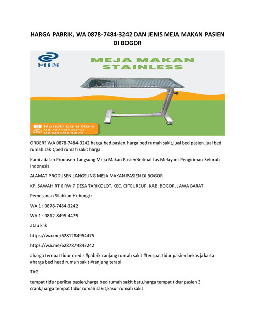 PDF JENIS MEJA MAKAN PASIEN DI BOGOR