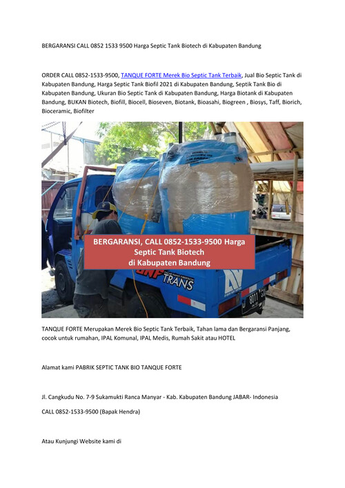 BERGARANSI CALL 0852 1533 9500 Harga Septic Tank Biotech di 