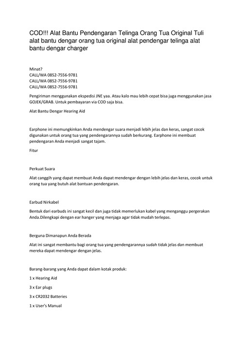 WA 0852-7556-9781 Jual alat bantu dengar anti air di Pekanbaru