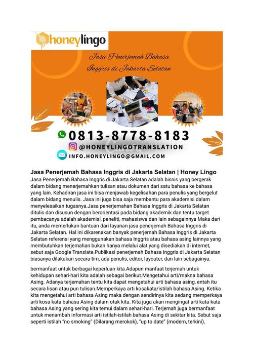 Jasa Penerjemah Bahasa Inggris di Jakarta Selatan 
