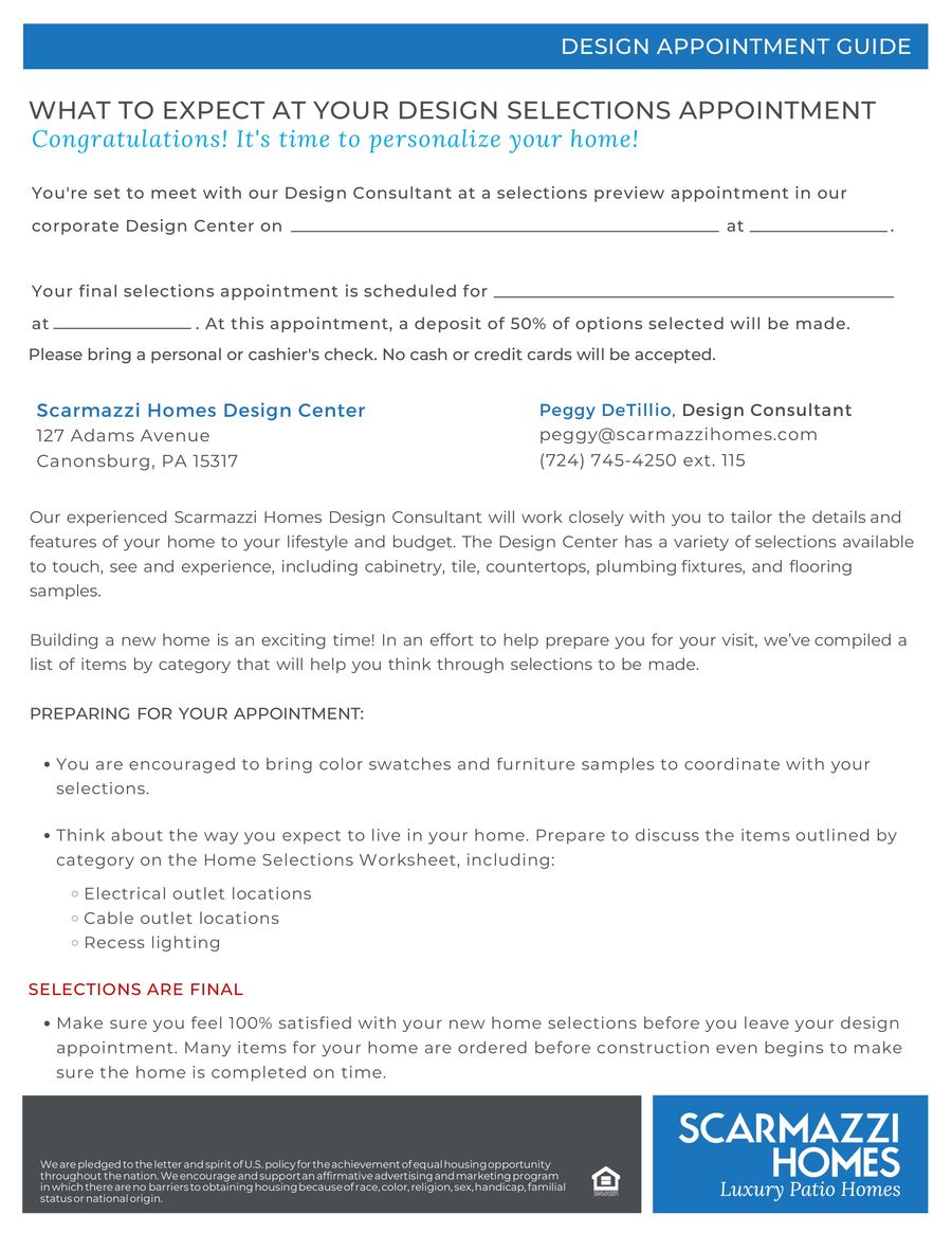 Design Appointment Guide by Scarmazzi Homes - Flipsnack